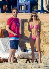 Keeley Hazell in a pink bikini