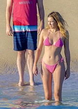 Keeley Hazell in a pink bikini