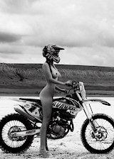 Nude babe with dirt bikes