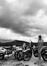 Nude babe with dirt bikes