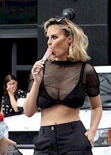 Rhian Sugden cleavage in a sexy top