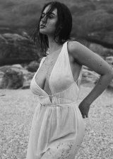 Ella Cervetto Flaunting Her Stunning Wet Body In A Transparent Dress