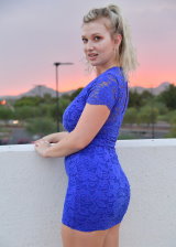 Juicy Boobs In Tight Blue Dress