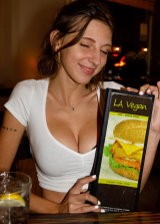 Sizzling Girl In Tight Top Flashing Her Big Tits In A Restaurant