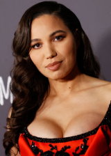 Jurnee Smollett In A Red And Black Satin Gown