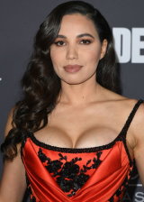 Jurnee Smollett In A Red And Black Satin Gown