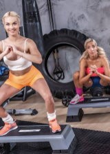 Big Tits Lesbian Girls Threesome In Gym