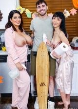 Brunette MILFs With Big Boobs Enjoying Their Thanksgiving