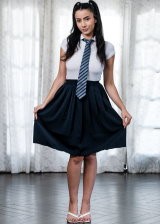 Nasty schoolgirl with huge boobs goes fully nude
