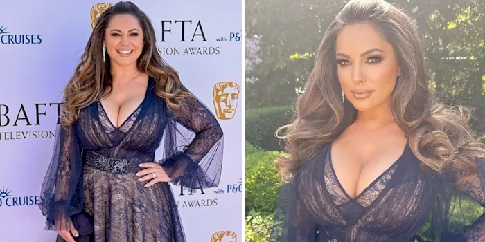 Curvy Kelly Brook showing big boobs cleavage at an awards show