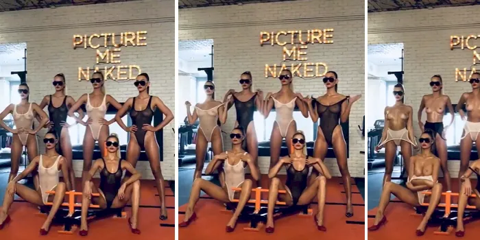 Six hot models posing in sheer lingerie