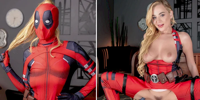 Porn parody starring busty blonde as Lady Deadpool