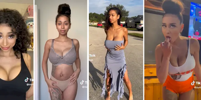 Big boob TikTok babe in various outfits
