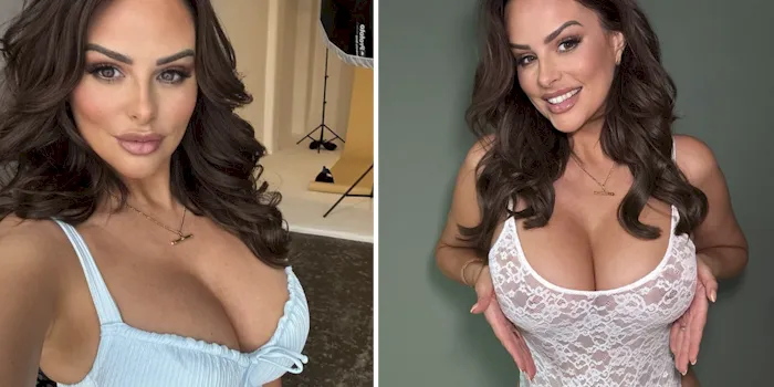 Rhian Sugden - new boobs in a bra and lingerie post reduction