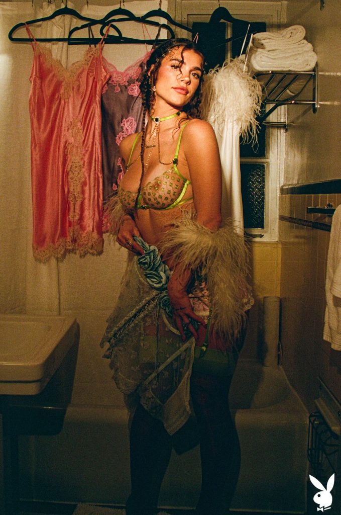 Sexy brunette in sheer lingerie strike a pose in her closet