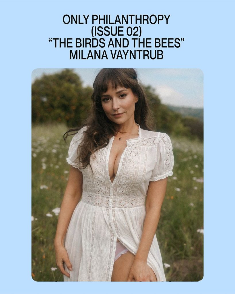 Milana Vayntrub busty in a white dress