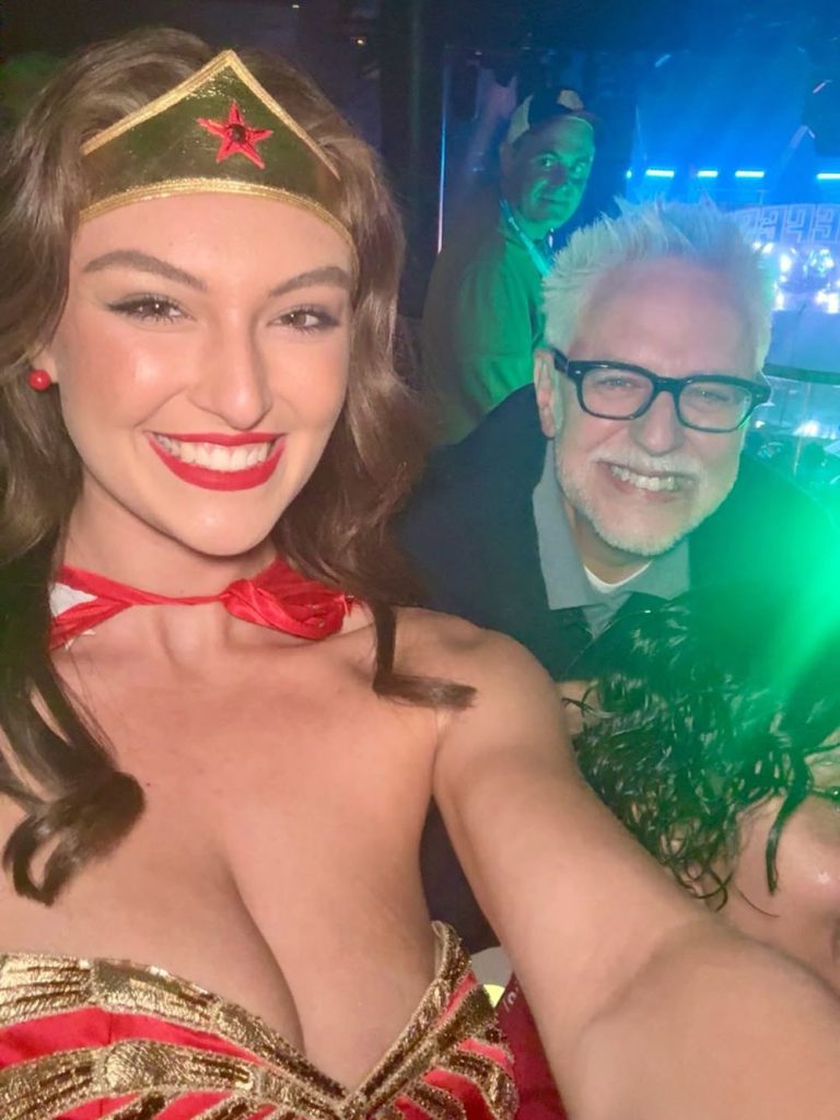 Big boob Wonder Woman snap a selfie with James Gunn