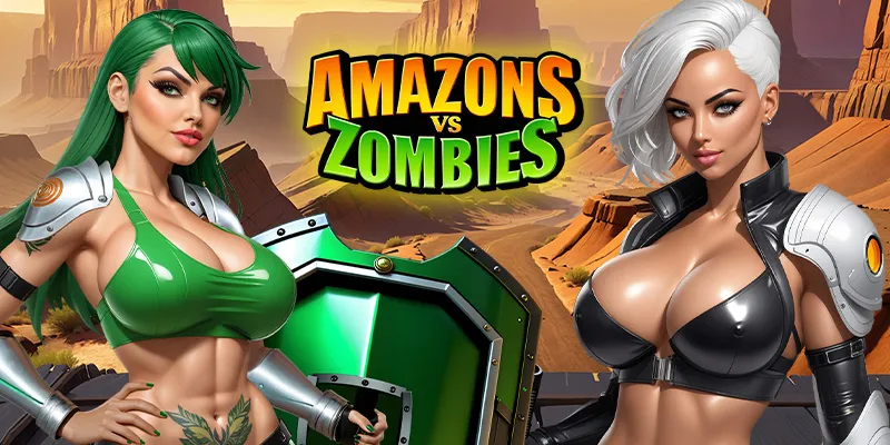 Two sexy ang big boob cartoon zombie in the desert