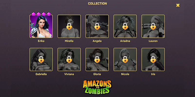 Showing which girls you can unlock in Amazon vs Zombies