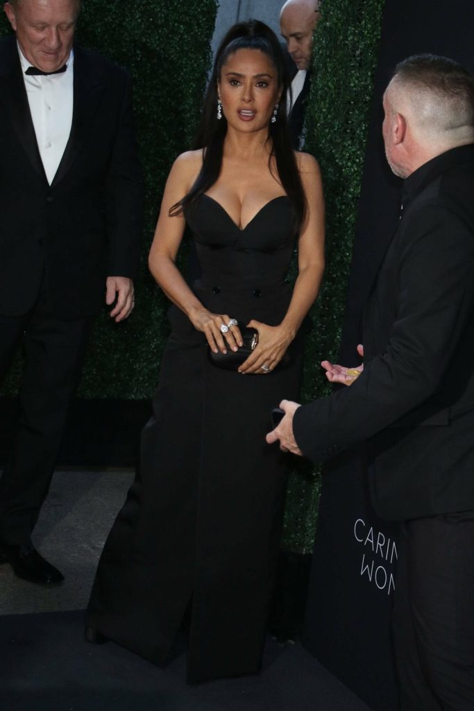 Salma Hayek waiting to walk onto a red carpet