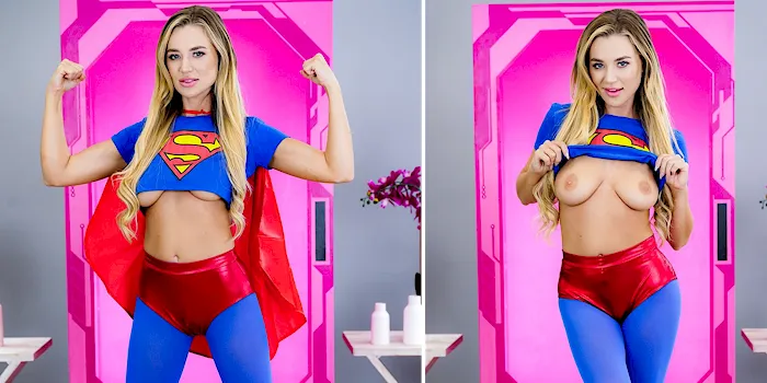 Sexy Super Girl clothed and nude