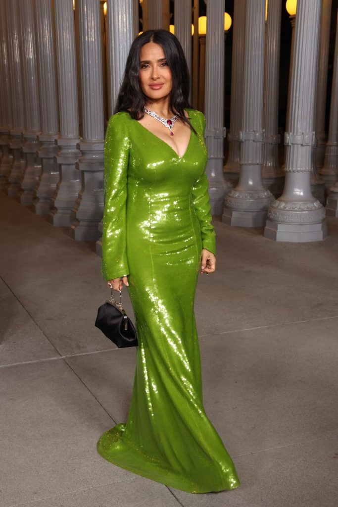Salma Hayek turned slightly more towards the camera