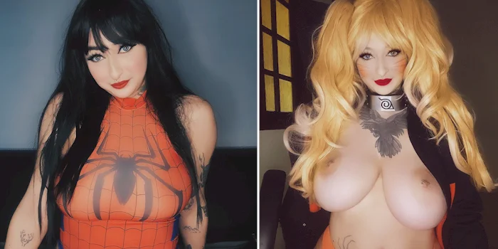 Two panels of the same girl ding two types of cosplay