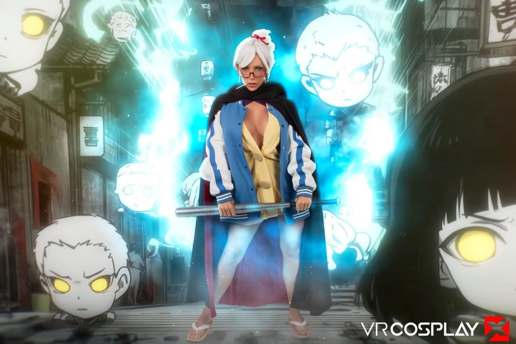 Far away view of woman cosplaying as Seiko from Dan Da Dan