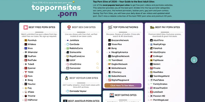 screen shot of a porn directory site