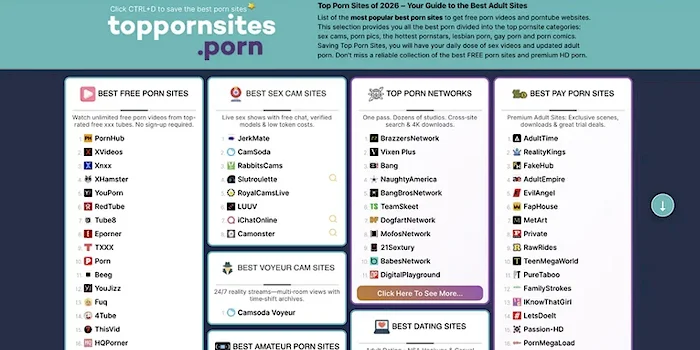 screen shot of a porn directory site