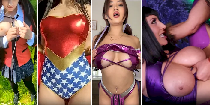 Four panels showing women in various costumes and semi-nude.